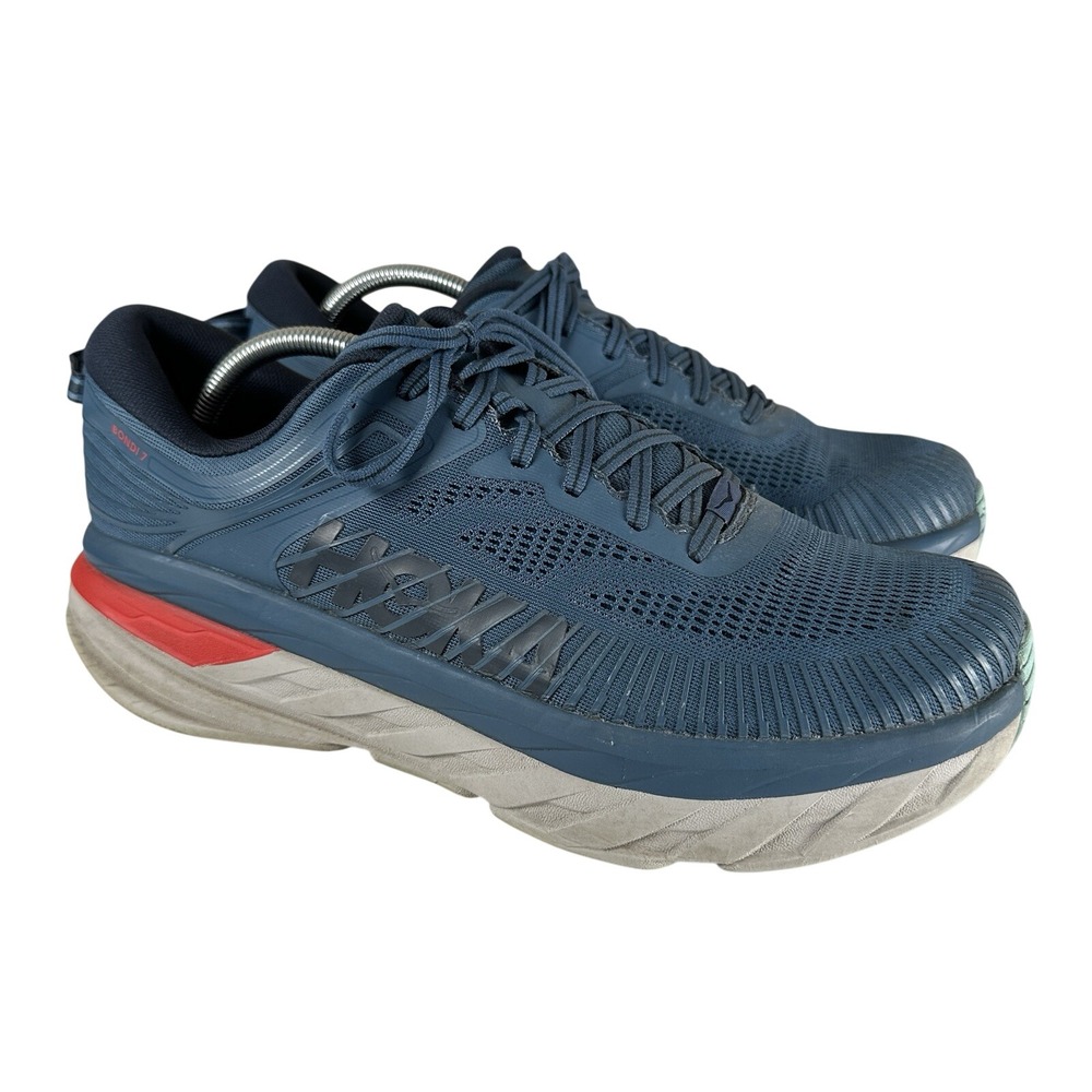 Hoka One One Bondi 7 Blue Red Running Athletic Shoes Men's Size 11.5 1110518RTOS